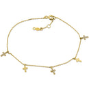 Solid 14K Yellow Gold Cross CZ Bracelet