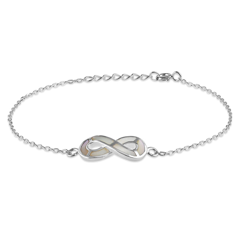 Sterling Silver Mother of Pearl Infinity Bracelet