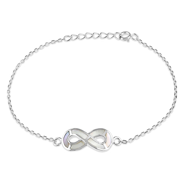 Sterling Silver Mother of Pearl Infinity Bracelet