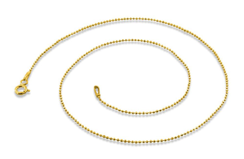 14K Gold Plated Sterling Silver Bead DC Chain 1.0mm