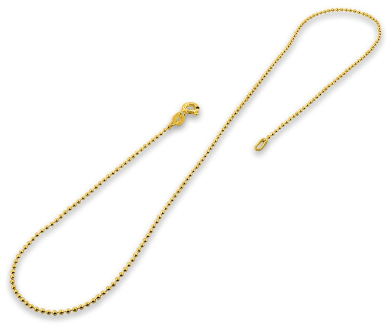 14K Gold Plated Sterling Silver Bead Chain 1.5MM