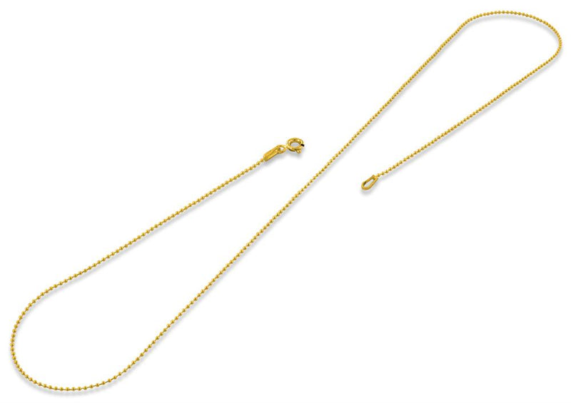 14K Gold Plated Sterling Silver Bead Chain 1.0MM