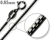 Black Rhodium Sterling Silver Box Chain 0.85MM