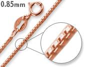 14K Rose Gold Plated Sterling Silver Box Chain 0.85MM