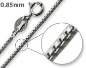 Rhodium Sterling Silver Box Chain 0.85MM