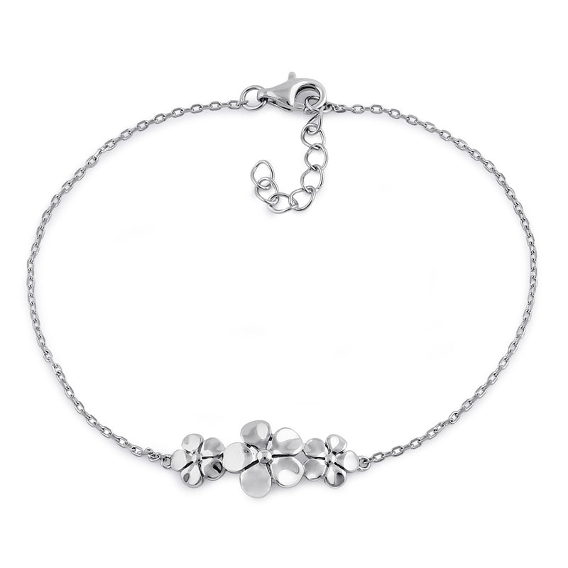 Sterling Silver Triple Plumeria Bracelet