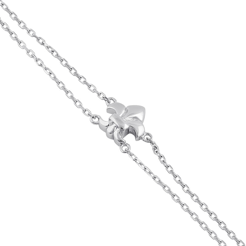 Sterling Silver Fleur De Lies Double Chain Bracelet