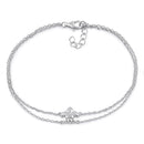 Sterling Silver Fleur De Lies Double Chain Bracelet