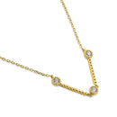 Solid 14K Yellow Gold Flex V Shape CZ Necklace