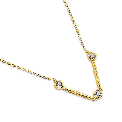 Solid 14K Yellow Gold Flex V Shape CZ Necklace