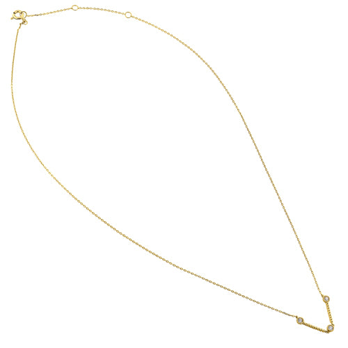 Solid 14K Yellow Gold Flex V Shape CZ Necklace