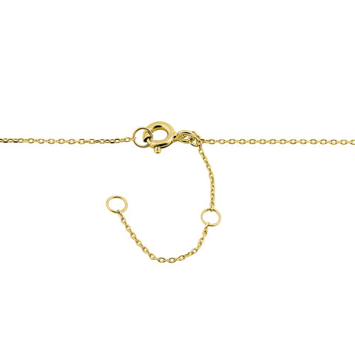 Solid 14K Yellow Gold Round Halo CZ Necklace