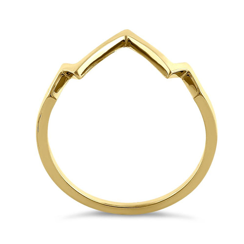 Solid 14K Yellow Gold Zig Zag Ring