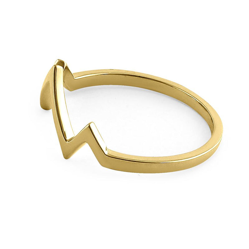 Solid 14K Yellow Gold Zig Zag Ring