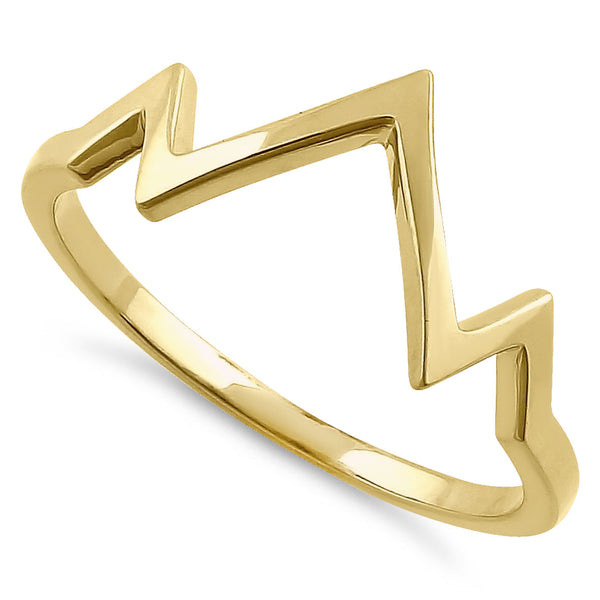 Solid 14K Yellow Gold Zig Zag Ring