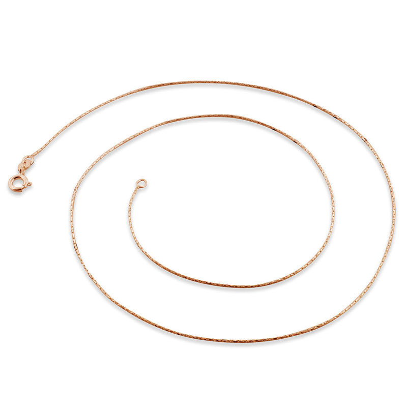 14K Rose Gold Plated Sterling Silver Cardano D/C Chain 0.6MM