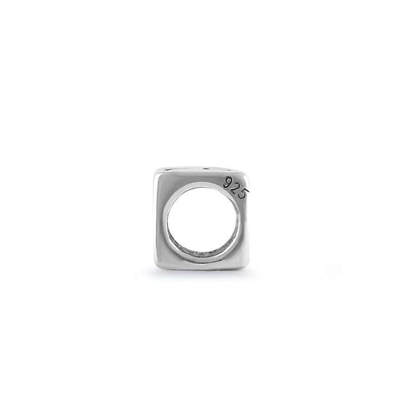 Sterling Silver 4.5mm Letter E Cube Pendant