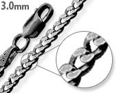 Black Rhodium Sterling Silver Curb Chain 3.0MM