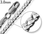 Rhodium Sterling Silver Curb Chain 3.0MM