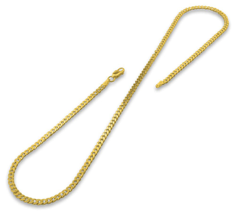 14K Gold Plated Sterling Silver Curb Chain 3MM