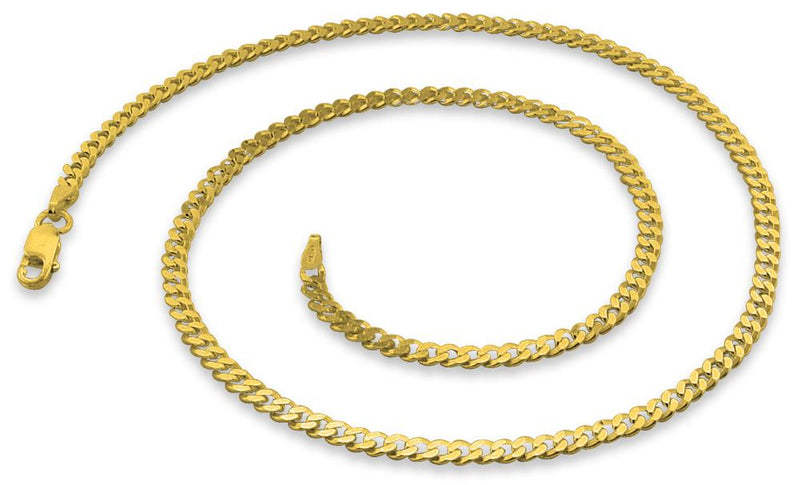 14K Gold Plated Sterling Silver Curb Chain 3MM