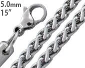 Stainless Steel 15" Spiga Chain Necklace 5.0 MM