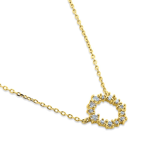 Solid 14K Yellow Gold Simple Wreath Diamond Necklace