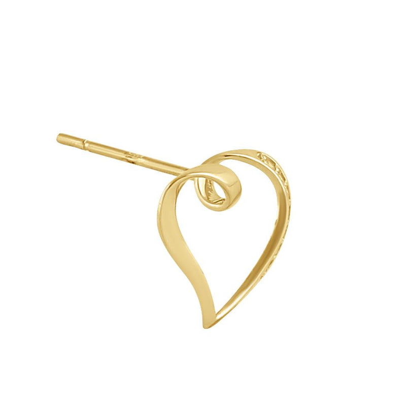 Solid 14K Gold Ribbon Heart Diamond Earrings