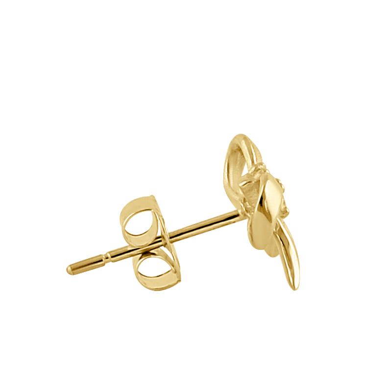 Solid 14K Gold Ribbon Bow Diamond Earrings