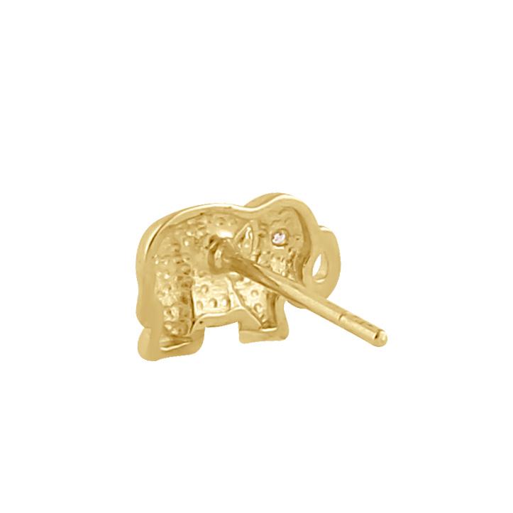 Solid 14K Gold Elephant Diamond Earrings