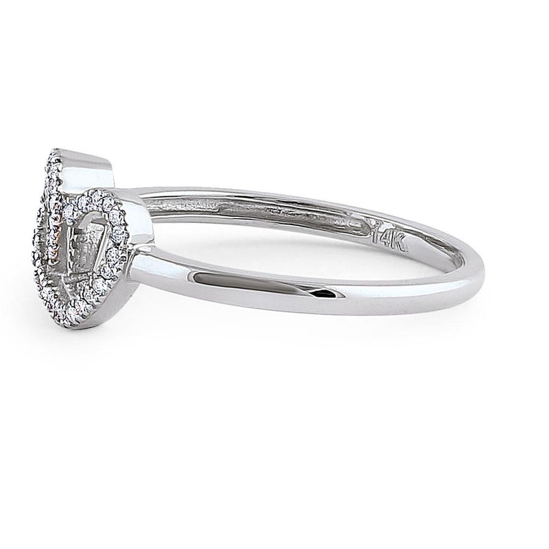 Solid 14K White Gold Double Heart Diamond Ring