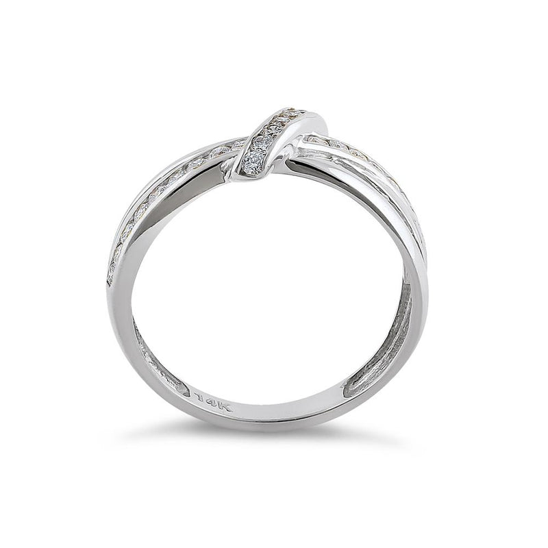 Solid 14K White Gold Twist Diamond Ring