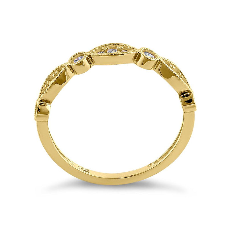 Solid 14K Yellow Gold Elegant Oval & Round Pattern 0.28 ct. Diamond Ring