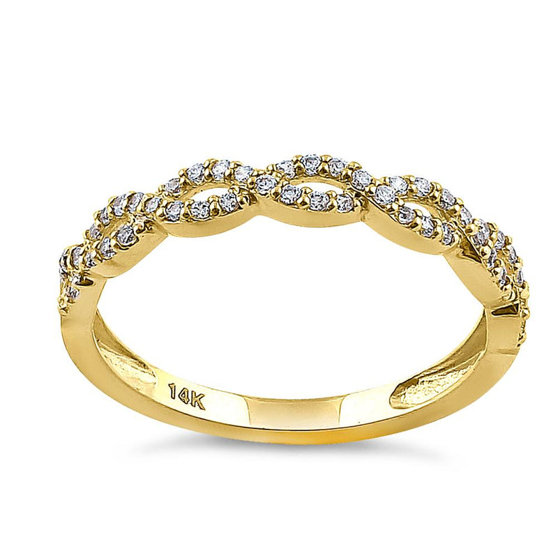 Solid 14K Yellow Gold Simple Twist 0.26 ct. Diamond Ring