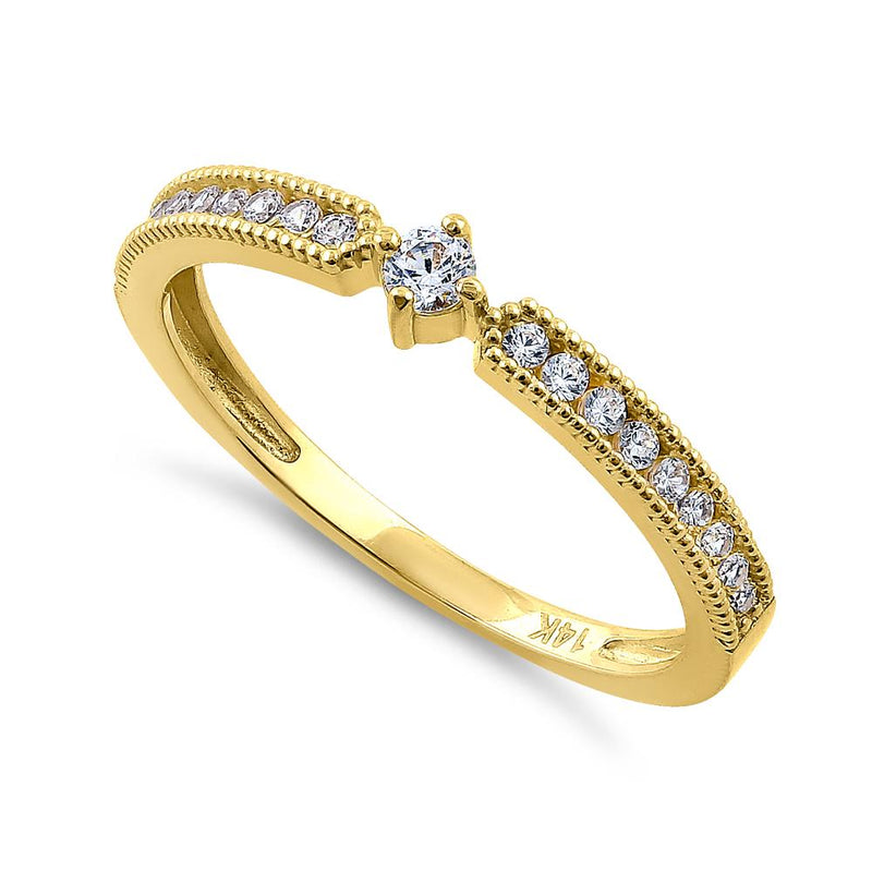 Solid 14K Yellow Gold Modern Round 0.30 Ct. Engagement Diamond Ring