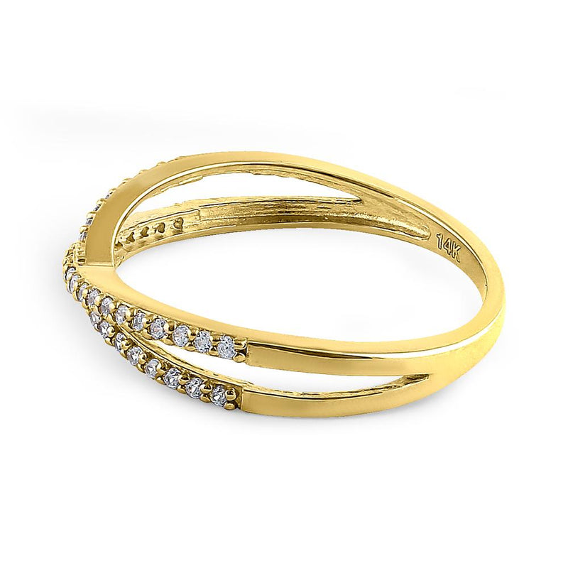 Solid 14K Yellow Gold Overlapping 0.21 ct. Diamond Ring