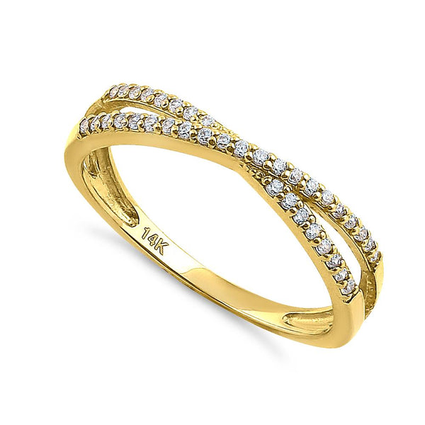 Solid 14K Yellow Gold Overlapping 0.21 ct. Diamond Ring
