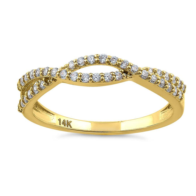 Solid 14K Yellow Gold Overlapping Twist 0.37 ct. Diamond Ring