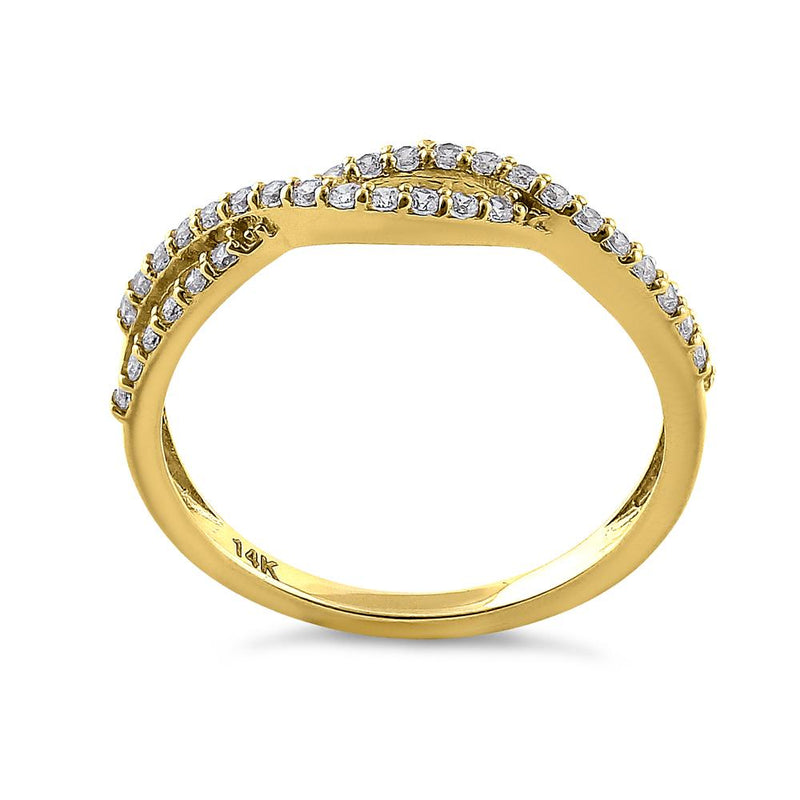 Solid 14K Yellow Gold Overlapping Twist 0.37 ct. Diamond Ring
