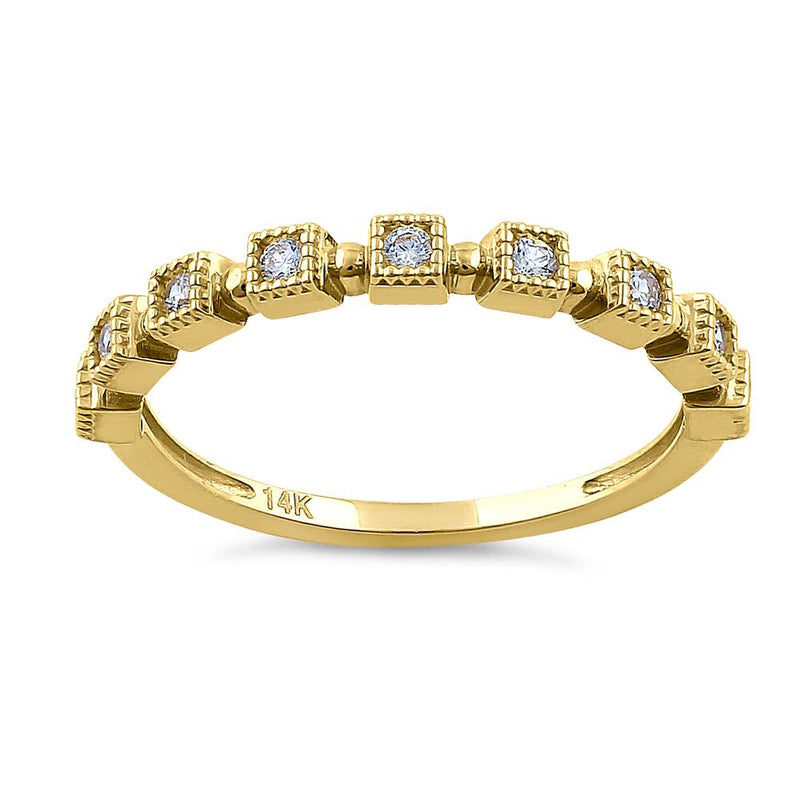 Solid 14K Yellow Gold Single Row Square Frame Round 1.89 ct. Diamond Ring