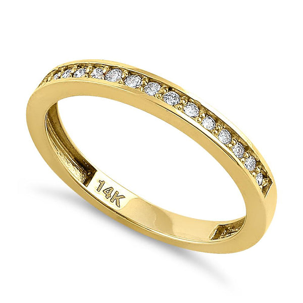 Solid 14K Yellow Gold Half Eternity Diamond Ring