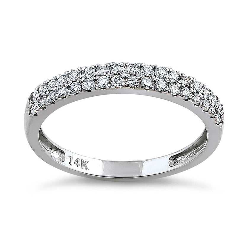 Solid 14K White Gold Double Row 0.42 ct. Diamond Ring