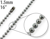 Stainless Steel 16" Dogtag Bead Chain Necklace 1.5mm