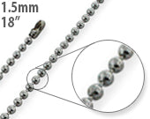 Stainless Steel 18" Dogtag Bead Chain Necklace 1.5mm