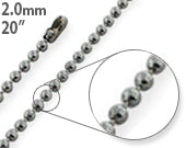 Stainless Steel 20" Dogtag Bead Chain Necklace 2.0mm