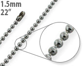 Stainless Steel 22" Dogtag Bead Chain Necklace 1.5mm