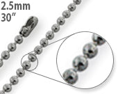 Stainless Steel 30" Dogtag Bead Chain Necklace 2.5mm