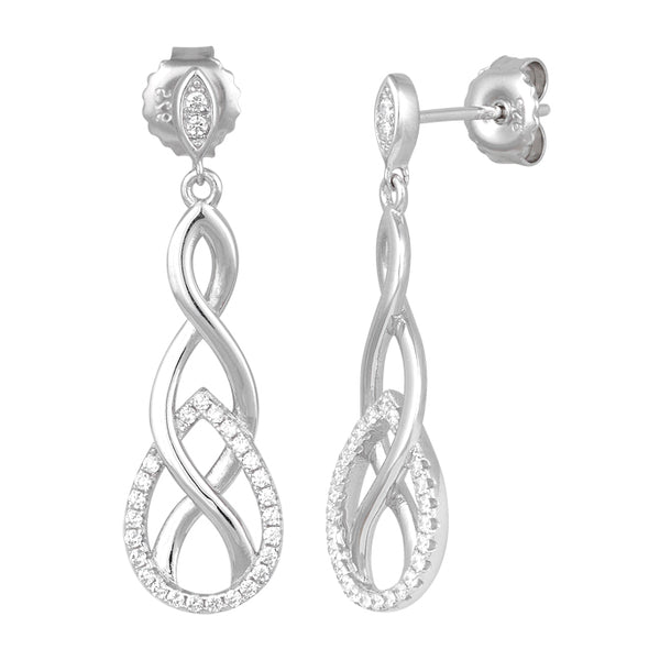 Sterling Silver Infinity Marquise CZ Dangle Earrings