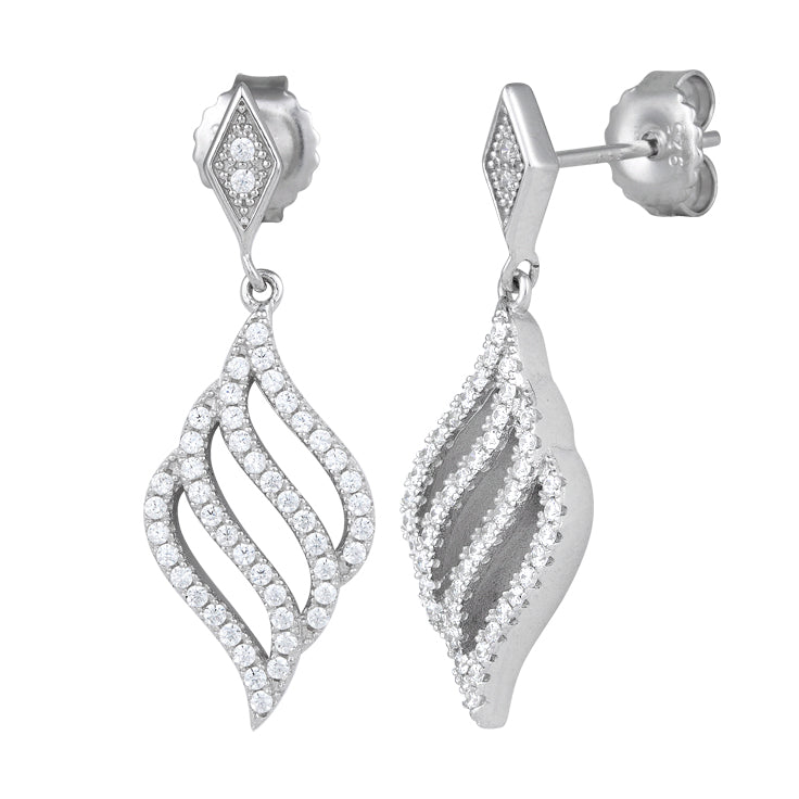 Sterling Silver Flame CZ Dangle Earrings