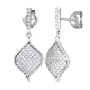 Sterling Silver Leaf CZ Dangle Earrings